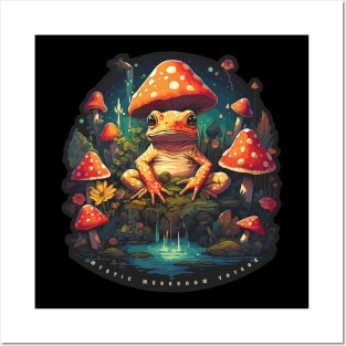 Mystical Mushroom Voyages: Frog in Psychedelic Wonderland Posters and Art